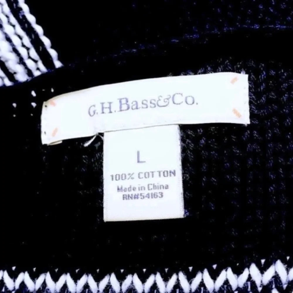 G.H. Bass Navy Blue White Stripe Cotton Sweater Nautical Women’s Large